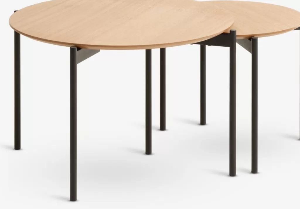 Shop BRABRAND Beistelltisch-Set Ø70/50 natur/schwarz 2 Stk.