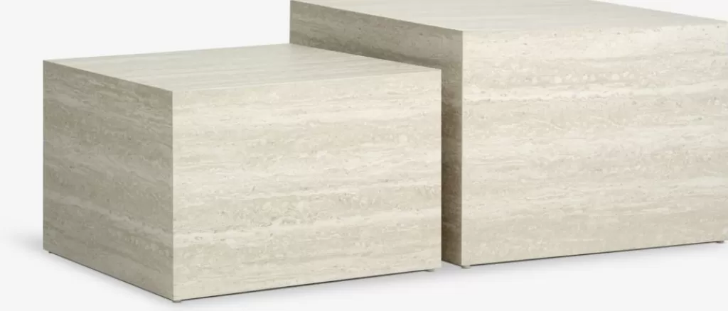 Sale ROLSTED Couchtisch 58x58/50x50 marmorfarben 2 Stk