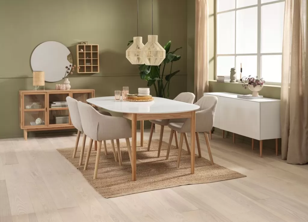 Shop MARSTRAND + ADSLEV MARSTRAND Ø110 Tisch weiß + 4 ADSLEV Stühle beige