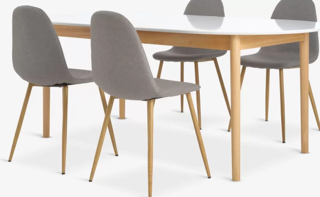 Fashion MARSTRAND + TINGLEV MARSTRAND L200/280 Tisch weiß + 4 TINGLEV grau/eichenfarben
