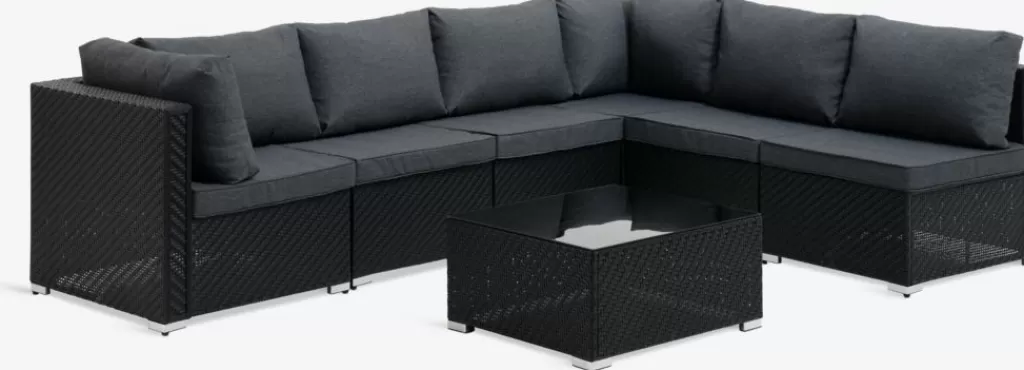 Clearance EG Modul-Lounge-Set 6 Personen schwarz