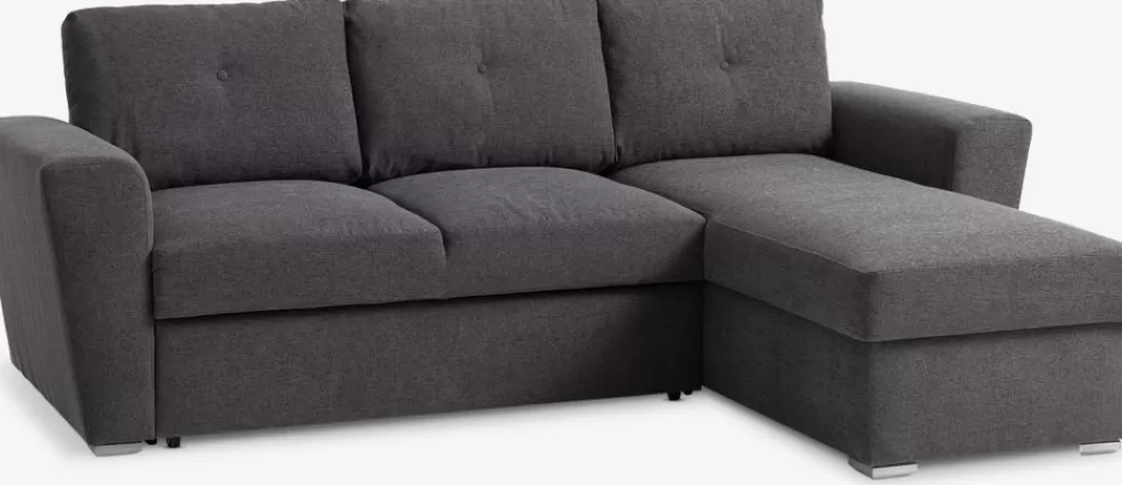 Store VEJLBY Schlafsofa Chaiselongue Stoff dunkelgrau