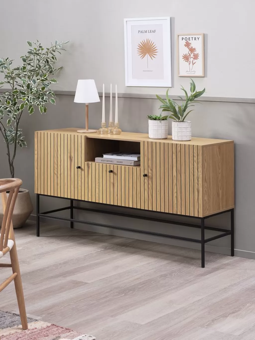 Store HEMDRUP Sideboard 2 Türen 1 Schublade eichenfarben