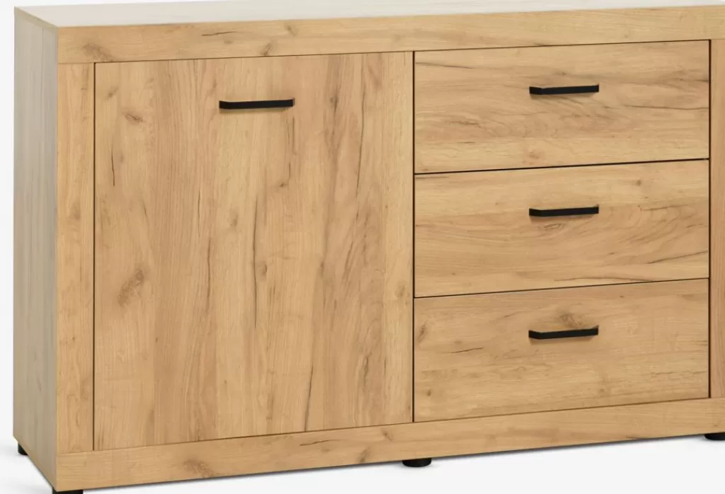 Outlet LINTRUP Sideboard 1 Tür 3 Schubladen eichenfarben