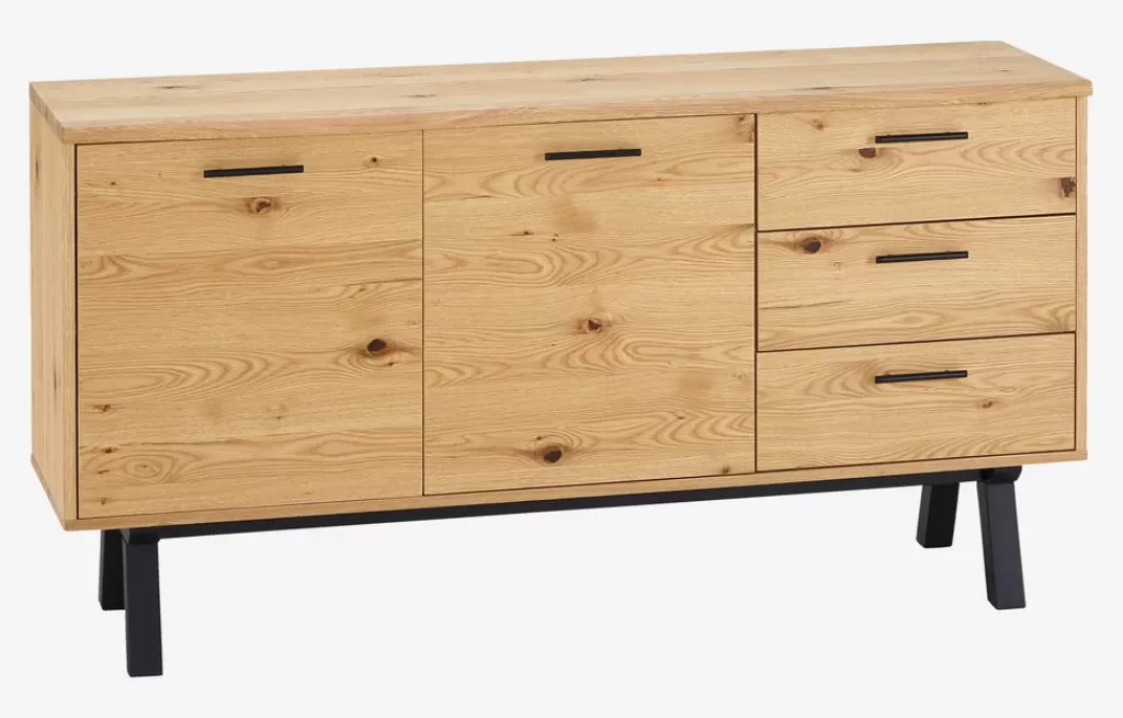 Online SANDBY Sideboard 2 Türen + 3 Schubladen Eiche natur/schwarz