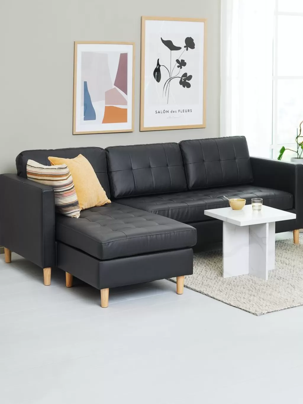 Flash Sale FALSLEV Sofa Chaiselongue Kunstleder Schwarz