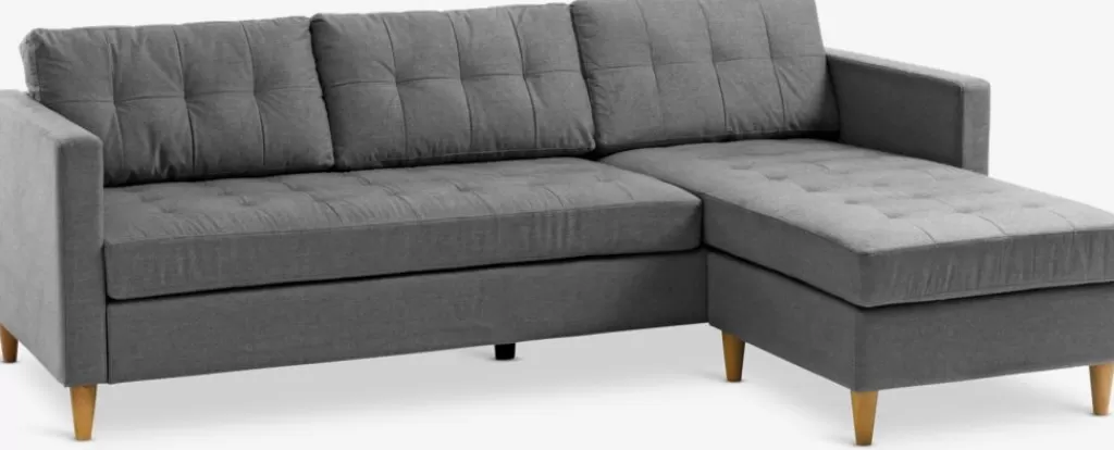 Discount FALSLEV Sofa Chaiselongue Stoff Grau