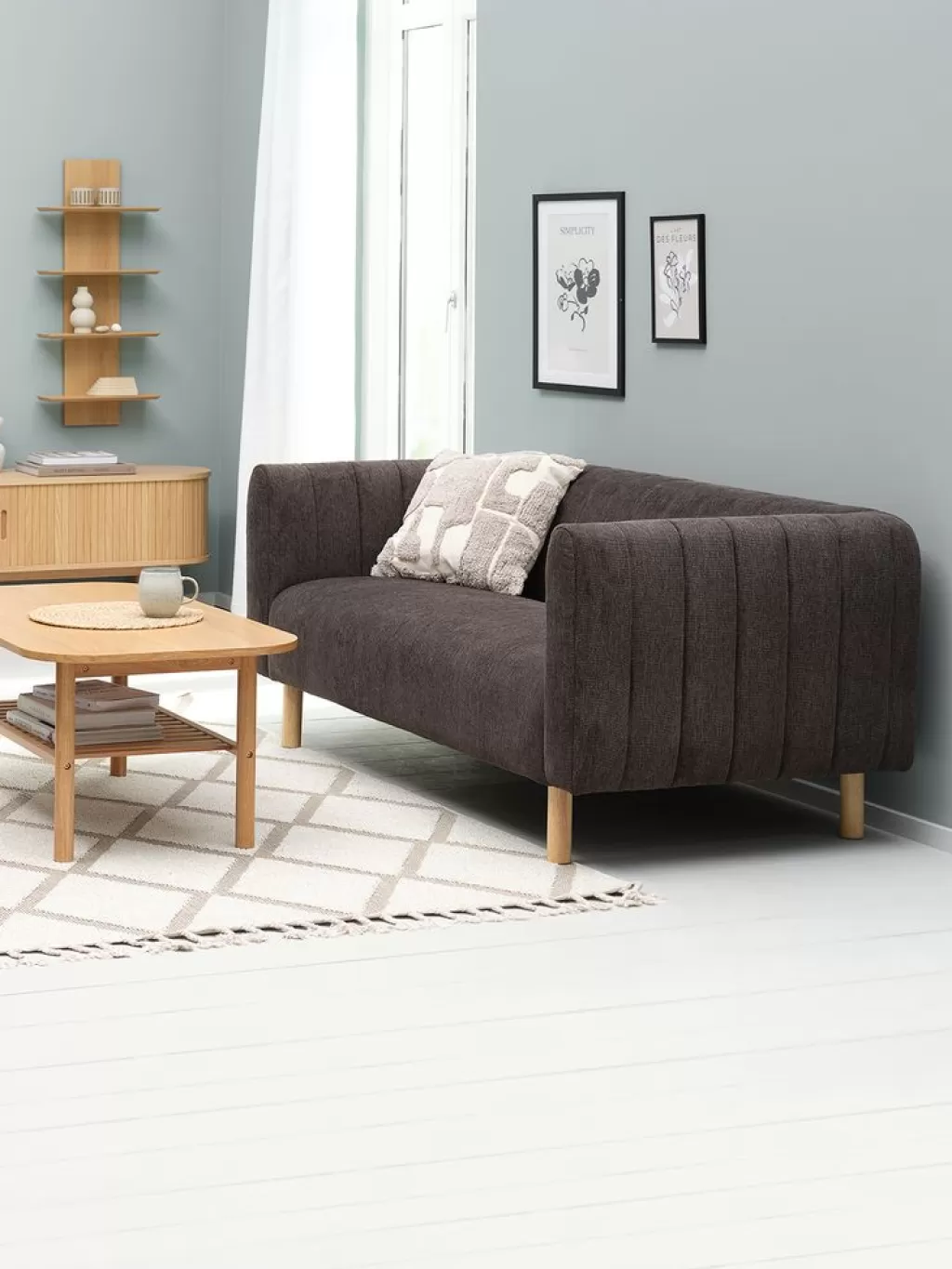 Flash Sale MAGLEBY Sofa 2,5-Sitzer Stoff dunkelbraun/ eichenfarben