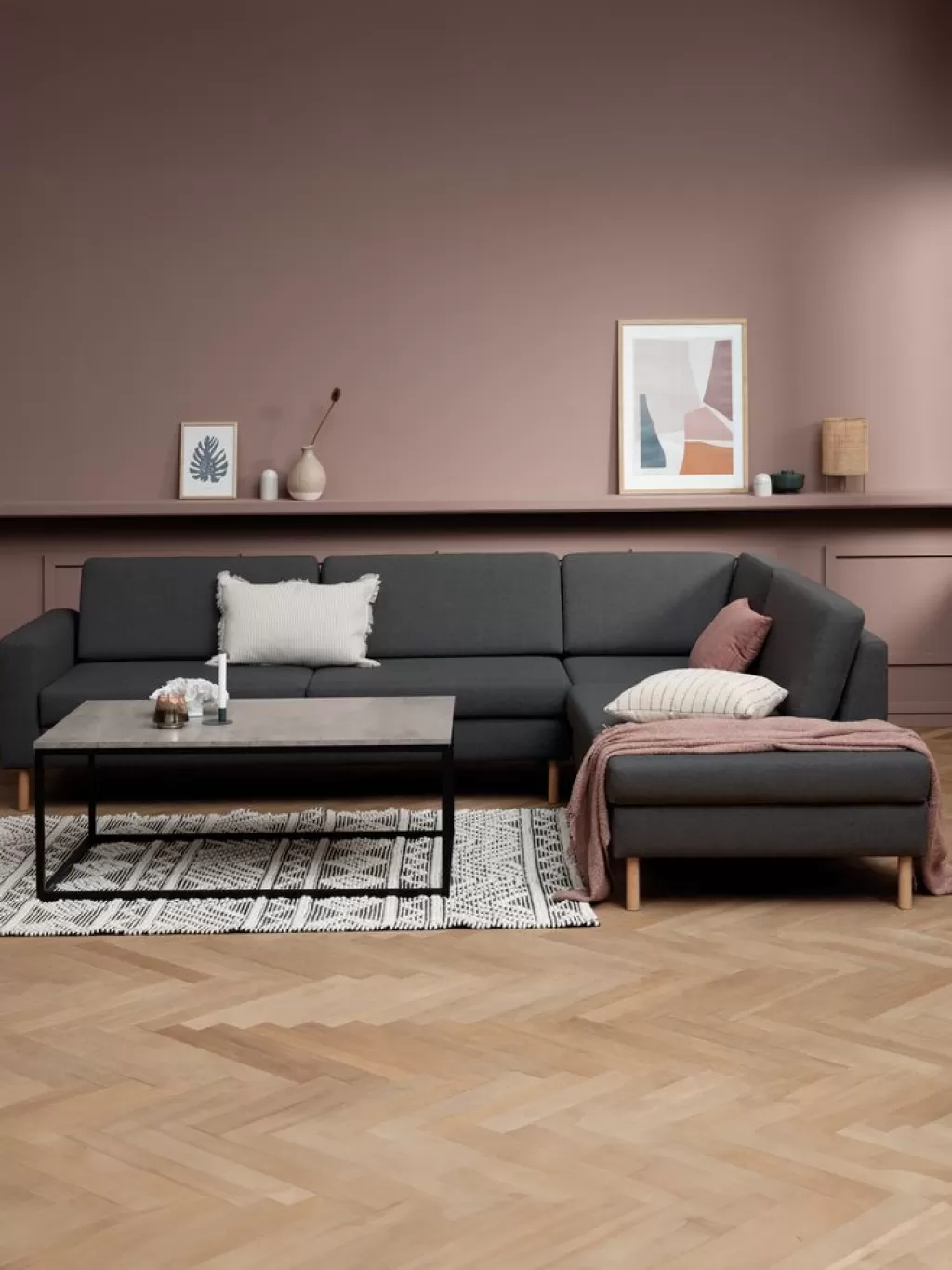 Discount SVALBARD Sofa Ecke offen rechts Dunkelgrau