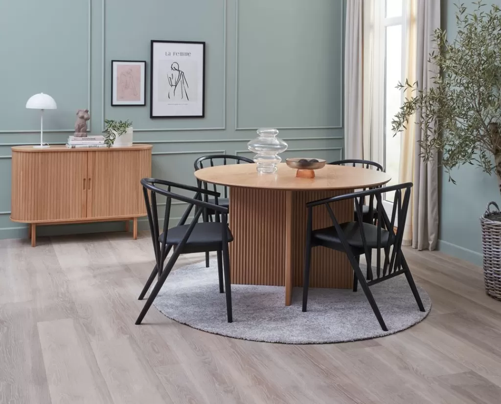 Flash Sale VESTERBORG + ARNBORG VESTERBORG Ø130 Tisch + 4 ARNBORG Stühle schwarz