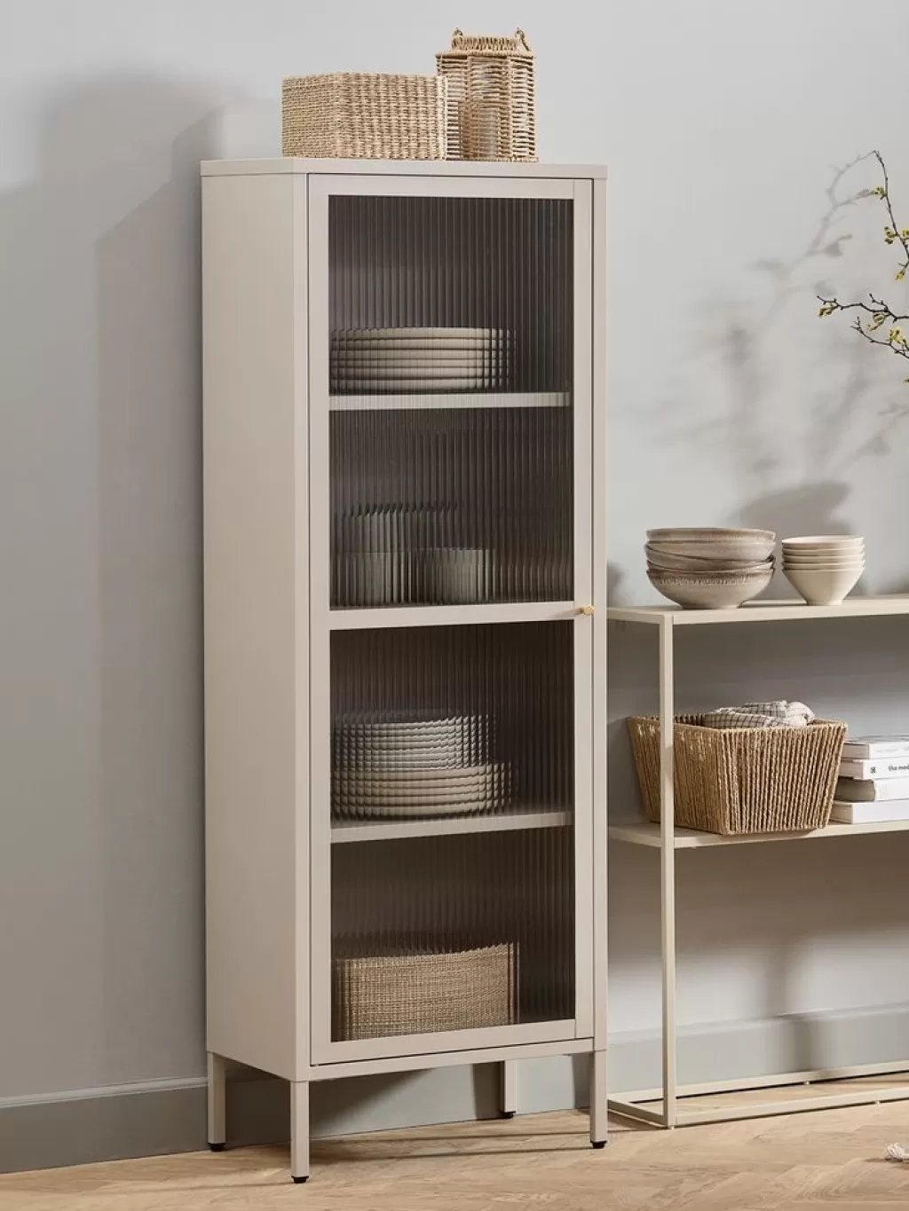 Cheap HOPTRUP Vitrine 1 Tür beige